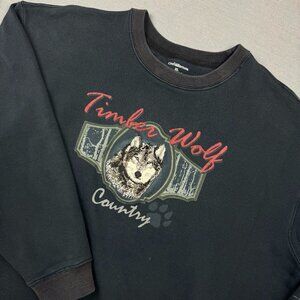 Vintage Timber Wolf Country Croft & Barrow Sweatshirt Black Thick Mens XL